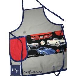 Corvette Automobile Voiture Tablier avec Essuie-mains Adulte Prêt à Brder Couleur bleu  TEM-392P