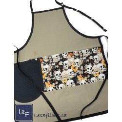 Squelettes Automne Têtes de mort Tablier Adulte Beige Avec Essuie-mains  TEM-394P