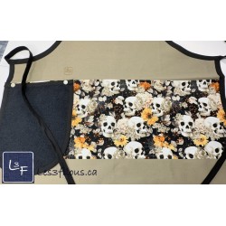 Squelettes Automne Têtes de mort Tablier Adulte Beige Avec Essuie-mains  TEM-394P