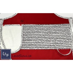 Note de Musique Tablier Rouge Adulte avec Essuie-mains Prêt à Broder TEM-388P