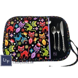 Chats Multicouleur Napperon avec Pochette Prêt à Broder Personnalisé NAP-465P