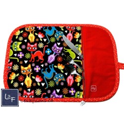 Chats Multicouleur Napperon avec Pochette Prêt à Broder Personnalisé NAP-466P