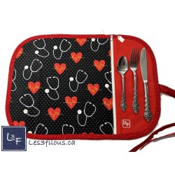 Médical Stétoscope Battements Coeur Napperon avec Pochette Personnalisé Prêt à Broder NAP-472P