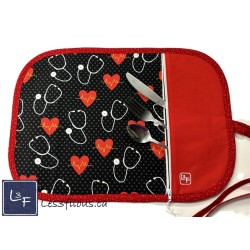 Médical Stétoscope Battements Coeur Napperon avec Pochette Personnalisé Prêt à Broder NAP-472P