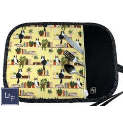 Chats Sur Etagere avec livres Napperon avec Pochette Prêt à Broder Personnalisé NAP-479P