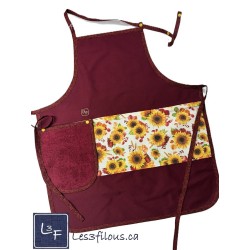 Tournesols Sunflowers Fleurs Tablier Adulte Noir avec Essuie-mains Prêt à Broder TEM-399P