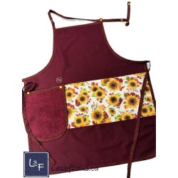 Tournesols Sunflowers Fleurs Tablier Adulte Noir avec Essuie-mains Prêt à Broder TEM-399P