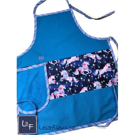 Licornes avec Brillants Tablier Adulte avec Essuie-mains Prêt à Broder personnalisé TEM-402P