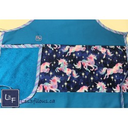 Licornes avec Brillants Tablier Adulte avec Essuie-mains Prêt à Broder personnalisé TEM-402P