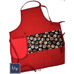 Fraise au Chocolat Tablier Adulte avec Essuie-mains Couleur Roug Prêt à Broder TEM-409P