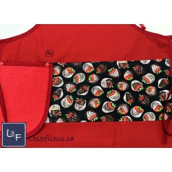 Fraise au Chocolat Tablier Adulte avec Essuie-mains Couleur Roug Prêt à Broder TEM-409P