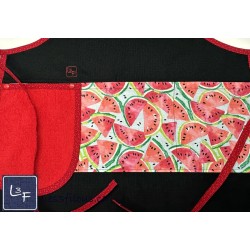 Melon D'eau Pasteque Tablier Adulte avec Essuie-mains Couleur Noir Prêt à Broder TEM-408P