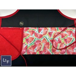 Melon D'eau Pasteque Tablier Adulte avec Essuie-mains Couleur Noir Prêt à Broder TEM-410P