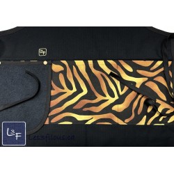 Léopard Tablier Adulte de Couleur Noir avec Essuie-mains Prêt à Broder TEM-411P