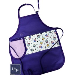 Cupcake Gâteau Tablier Enfant Couleur mauve avec essuie-mains Prêt à Broder TEN-364P