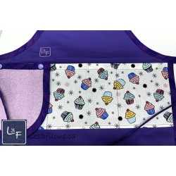 Cupcake Gâteau Tablier Enfant Couleur mauve avec essuie-mains Prêt à Broder TEN-364P