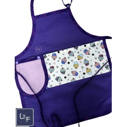 Cupcake Gâteau Tablier Enfant Couleur mauve avec essuie-mains Prêt à Broder TEN-364P