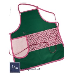Cerises Cherry Tablier Adulte avec Essuie-mains Couleur Vert Prêt à Broder TEM-418P