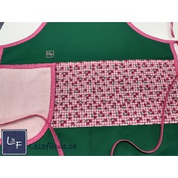 Cerises Cherry Tablier Adulte avec Essuie-mains Couleur Vert Prêt à Broder TEM-418P