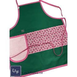 Cerises Cherry Tablier Adulte avec Essuie-mains Couleur Vert Prêt à Broder TEM-418P