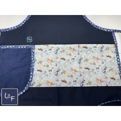 Petits Chiens Tablier avec Essuie-mains Adulte couleur Bleu Nuit Prêt à Broder TEM-421P