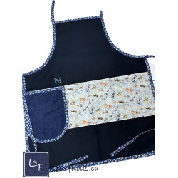 Petits Chiens Tablier avec Essuie-mains Adulte couleur Bleu Nuit Prêt à Broder TEM-421P