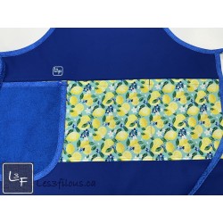Citrons Tablier Adulte avec Essuie-mains Couleur Bleu Prêt à Broder TEM-421P