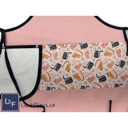 Chats Gris et Corail Tablier Rose Adulte avec Essuie-mains Prêt à Broder TEM-423P