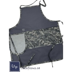 Feuillage et Blé Tablier Adulte Gris avec Essuie-mains Prêt à Broder TEM-424P
