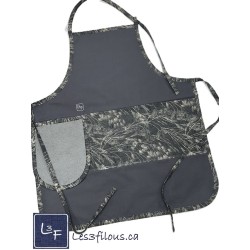 Feuillage et Blé Tablier Adulte Gris avec Essuie-mains Prêt à Broder TEM-424P