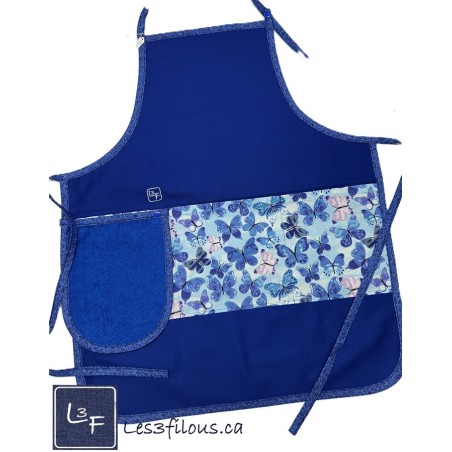 Papillons Tablier Beu avec Essuie-mains Adulte Prêt à Broder TEM-427P