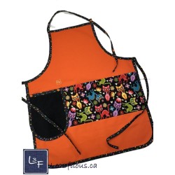 Chats Multicouleurs Tablier Adulte Couleur Orange avec Essuie-mains Prêt à Broder TEM-433P