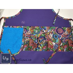 Mandala Multicouleur Tablier Adulte Mauve avec Essuie-mains  Prêt à Broder TEM-435P