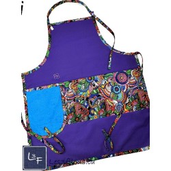 Mandala Multicouleur Tablier Adulte Mauve avec Essuie-mains  Prêt à Broder TEM-435P