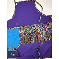 Mandala Multicouleur Tablier Adulte Mauve avec Essuie-mains  Prêt à Broder TEM-435P