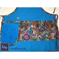 Mandala Multicouleur Tablier Adulte Couleur Aqua avec Essuie-mains  Prêt à Broder TEM-437P
