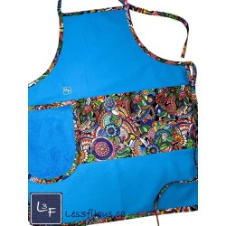 Mandala Multicouleur Tablier Adulte Couleur Aqua avec Essuie-mains  Prêt à Broder TEM-437P