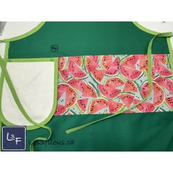 Melon D'eau Pasteque Tablier Adulte avec Essuie-mains Couleur Vert Prêt à Broder TEM-443P
