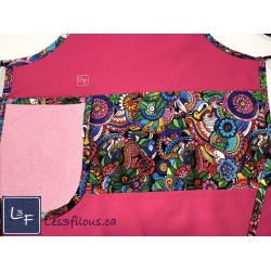 Mandala Multicouleur Tablier Adulte Couleur Rose Foncé avec Essuie-mains  Prêt à Broder TEM-442P