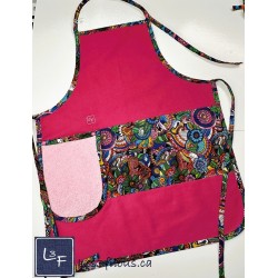 Mandala Multicouleur Tablier Adulte Couleur Rose Foncé avec Essuie-mains  Prêt à Broder TEM-442P