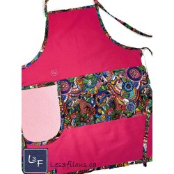 Mandala Multicouleur Tablier Adulte Couleur Rose Foncé avec Essuie-mains  Prêt à Broder TEM-442P