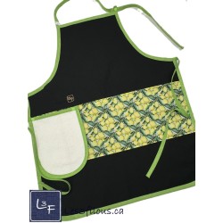 Citrons Tablier Adulte avec Essuie-mains Couleur Noir Prêt à Broder TEM-449P