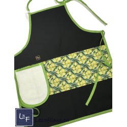 Citrons Tablier Adulte avec Essuie-mains Couleur Noir Prêt à Broder TEM-449P