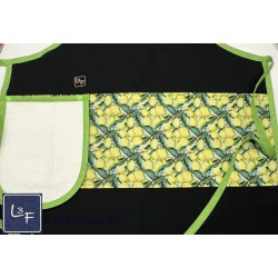 Citrons Tablier Adulte avec Essuie-mains Couleur Noir Prêt à Broder TEM-449P