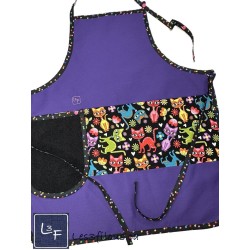 Chats Multicouleurs Tablier Adulte Couleur Mauve avec Essuie-mains Prêt à Broder TEM-448P