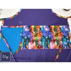 Aquarelle Multicouleur Tablier Adulte Couleur Mauve avec Essuie-mains  Prêt à Broder TEM-446P