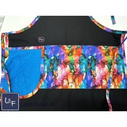 Aquarelle Multicouleur Tablier Adulte Couleur Noir avec Essuie-mains  Prêt à Broder TEM-431P
