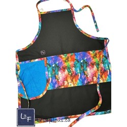 Aquarelle Multicouleur Tablier Adulte Couleur Noir avec Essuie-mains  Prêt à Broder TEM-431P