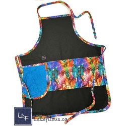 Aquarelle Multicouleur Tablier Adulte Couleur Noir avec Essuie-mains  Prêt à Broder TEM-431P