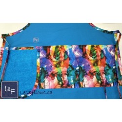 Aquarelle Multicouleur Tablier Adulte Couleur Aqua avec Essuie-mains  Prêt à Broder TEM-439P